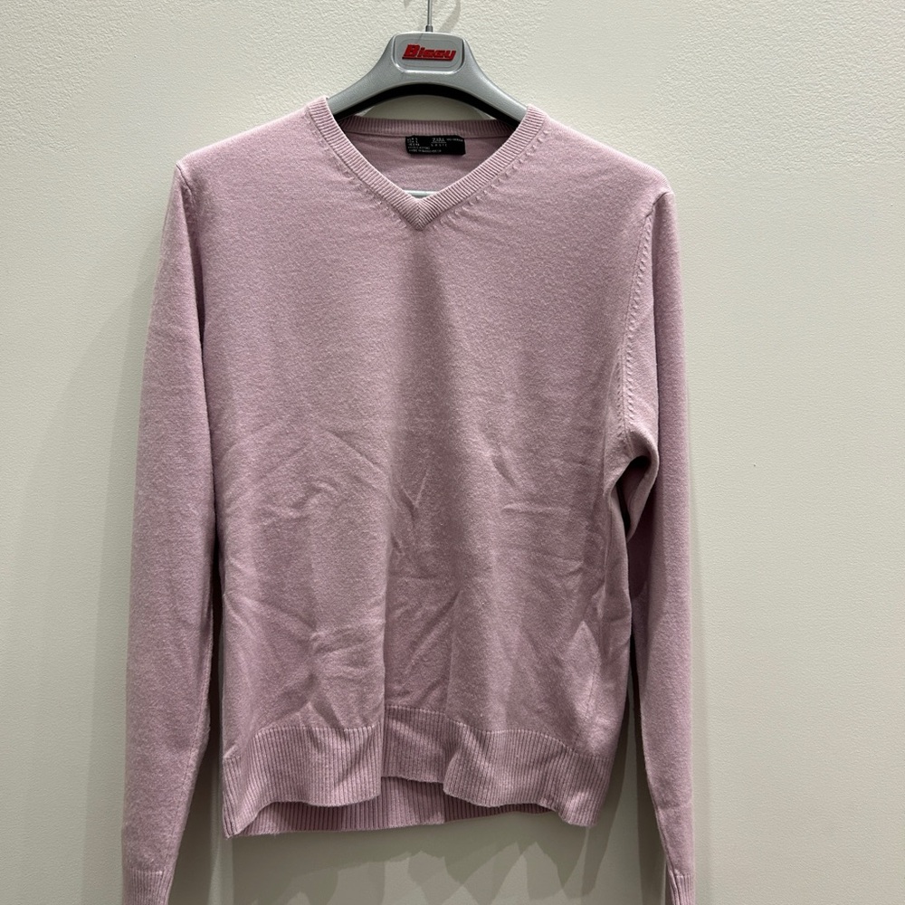 Zara V-Neck Sweater in Light Pink